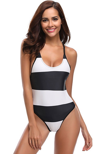 Striped One Piece Swimsuit