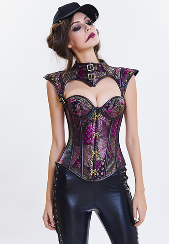 Faux Leather Punk Corset with Halter