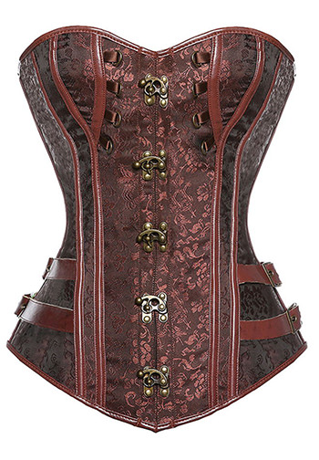 Retro Goth Brocade Streampunk Noble Buckled Corsets Bustiers Top