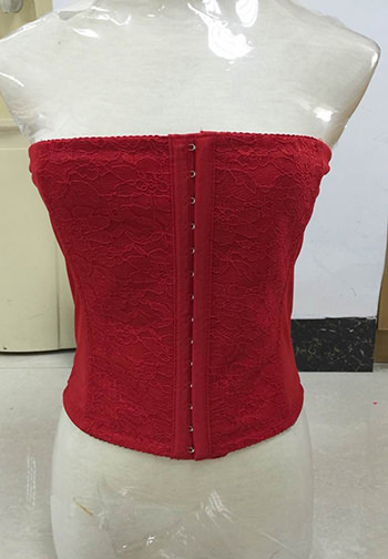 Red Floral Embroidered Lace Corset