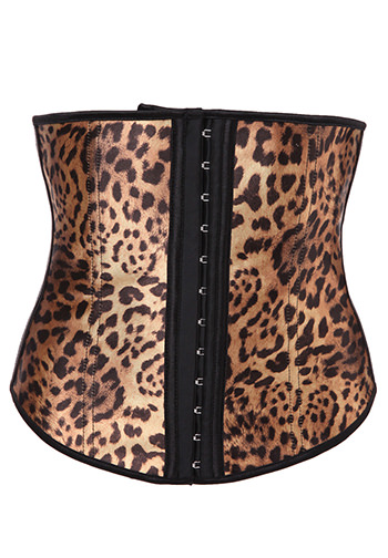 Leopard Print Latex Waist Trainer Cincher Corset