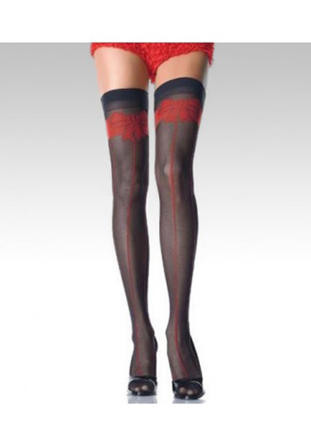 LYCRA SHEER PIN STRIPED STOCKINGS WITH WOVEN BOW