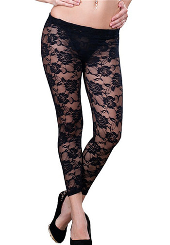 Sexy Rose Floral Lace Tights Leggings Slim Pants