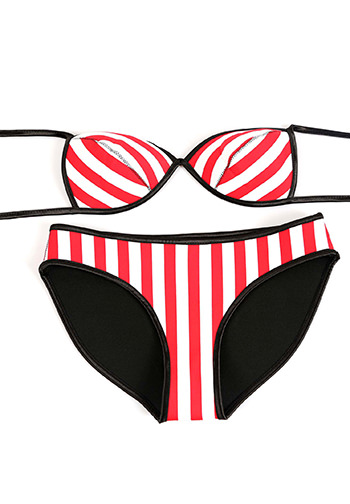 Rubber Red Striped Bikini