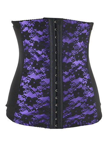 Purple Floral Embroidered Lace Underbust Corset