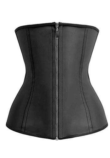 Black Rubber Sweetheart Zipper Closure Corset