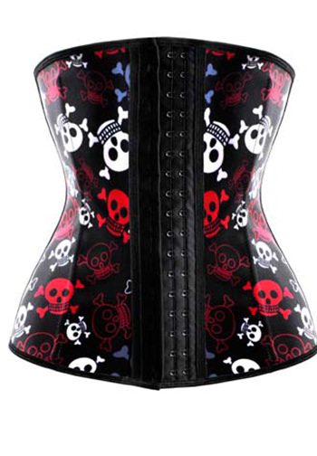 Latex Waist Trainer Skull Print Corset