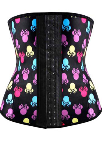 Latex Waist Trainer Butterfly Bow Print Corset