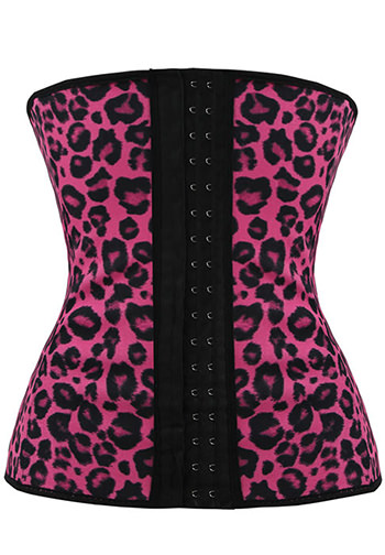 Rose Leopard Printed Latex Workout Waist Cincher Corset