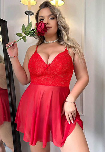 Plus Size All For Me Lace Babydoll