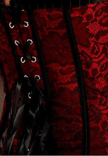 Midnight Red Embroidered Corset