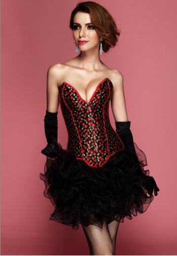 Strapless Cherry Print Corset