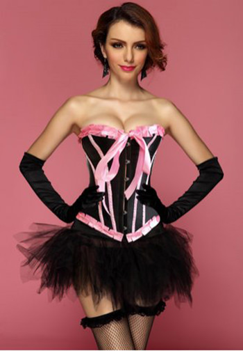 Black Pink Bubblegum Dreams Burlesque Corset Bustier & Pettiskirt