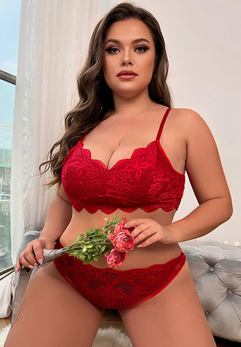 Plus Size Lace You To Bed Bra Set