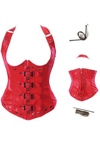 Faux Leather Buckles Underbust Corset