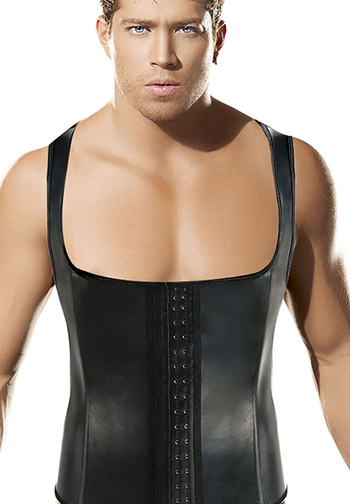 Men's Halter Underbust Waist Trainer Cincher Latex Corsets