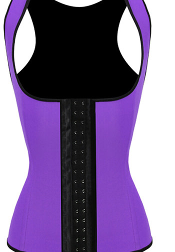 Sexy Purple Halter Waist Trainer Cincher Latex Rubber Strap Corsets