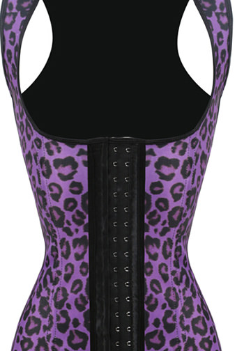 Sexy Leopard Halter Waist Trainer Cincher Latex Rubber Strap Corsets