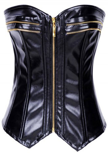 Faux Leather Zipper Corset