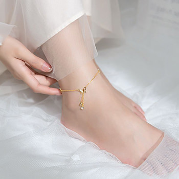 Girl Flying Butterfly CZ 925 Sterling Silver Anklet