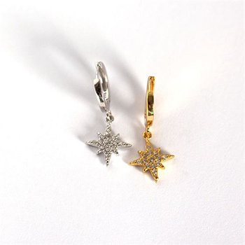 Shining CZ Stars 925 Sterling Silver Leverback Earrings