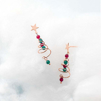 CZ Christmas Tree 925 Sterling Silver Dangling Earrings