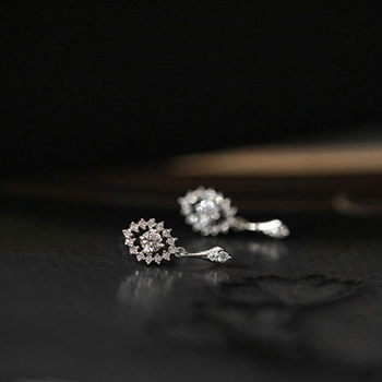 Elegant CZ Shining 925 Sterling Silver Dangling Earrings