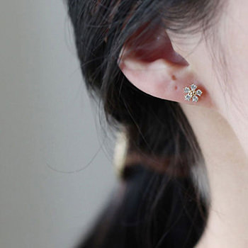 Mini CZ Flowers 925 Sterling Silver Stud Earrings