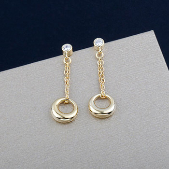 GeometryCircles CZ 925 Sterling Silver Dangling Earrings