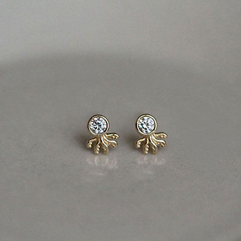 Cute CZ Jellyfish Octopus 925 Sterling Silver Stud Earrings