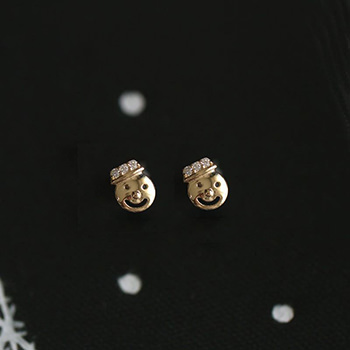 CZ Hat Snowman Christmas 925 Sterling Silver Stud Earrings