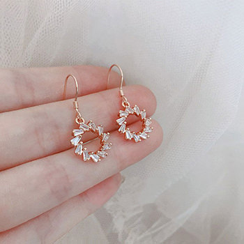 Sweet CZ Circles 925 Sterling Silver Dangling Earrings