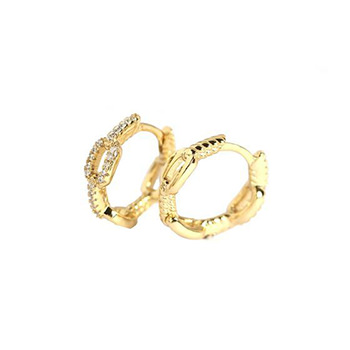 Fashion Chain CZ 925 Sterling Silver Hoop Earrings