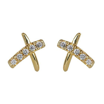 X letter CZ Mini Versatile Cross 925 Sterling Silver Stud Earrings