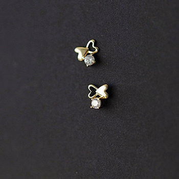 Mini CZ Hollow Heart 925 Sterling Silver Stud Earrings