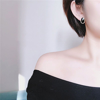 Black CZ Geometry 925 Sterling Silver Stud Earrings