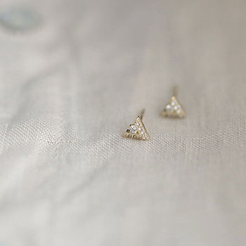 Mini CZ Letter V Shape 925 Sterling Silver Stud Earrings