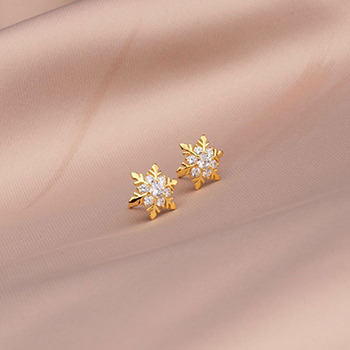 Classic CZ Snowflake 925 Sterling Silver Stud Earrings