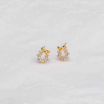 Bowknot CZ Garland 925 Sterling Silver Stud Earrings