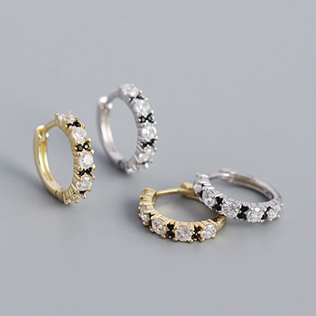 Simple CZ Mini 925 Sterling Silver Hoop Earrings