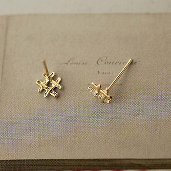 Modern CZ Signs 925 Sterling Silver Stud Earrings