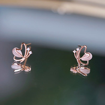 Summer CZ Cats Eye Flying Butterfly 925 Sterling Silver Stud Earrings