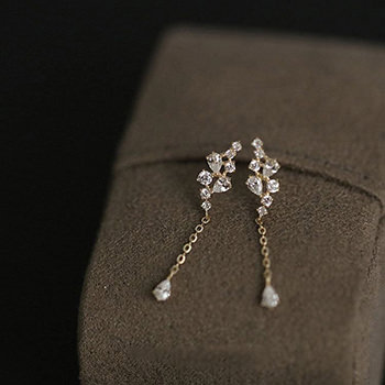 Elegant Waterdrop CZ 925 Sterling Silver Dangling Earrings