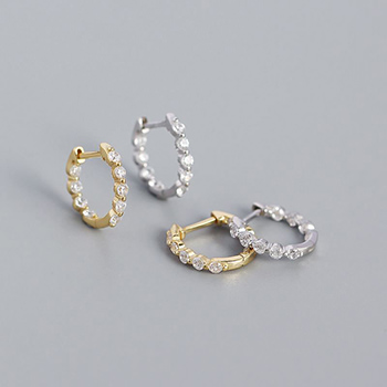 CZ Circle 925 Sterling Silver Hoop Earrings