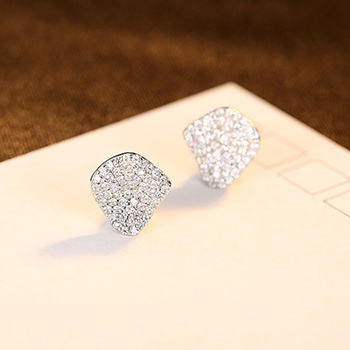 Office Irregular CZ Geometry 925 Sterling Silver Stud Earrings