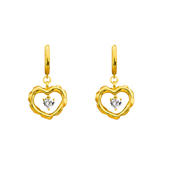 Fashion Hollow CZ Double Heart 925 Sterling Silver Dangling Earrings