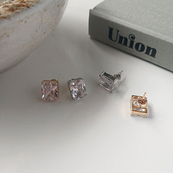 Geometry Square CZ 925 Sterling Silver Stud Earrings