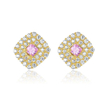 Classic CZ Geometry Rhombus 925 Sterling Silver Stud Earrings