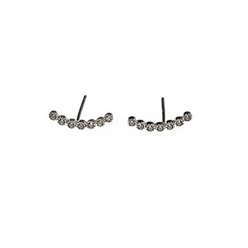 Happy Cubic Zirconia Mini Smile 925 Sterling Silver Stud Earrings