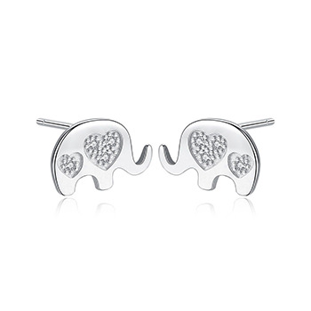 Cute Animal CZ Elephant 925 Sterling Silver Stud Earrings